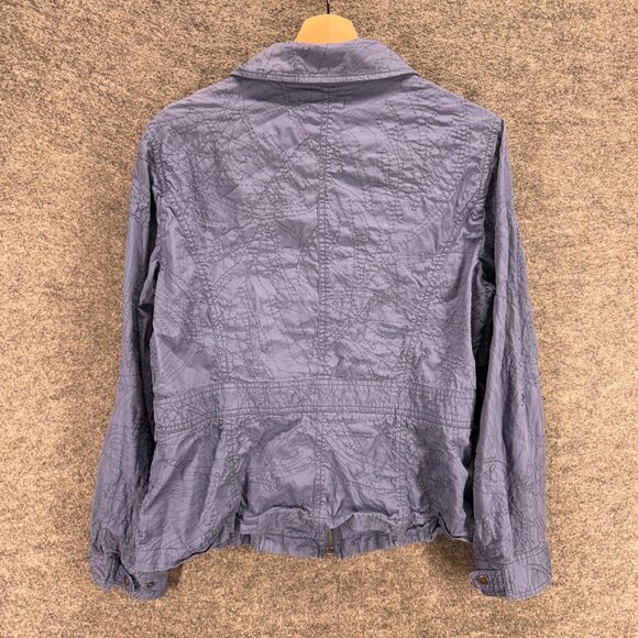 Coldwater Creek Jacket Women 16 Blue Full Zip Embroidered Cotton Long Sleeve - Picture 2 of 7